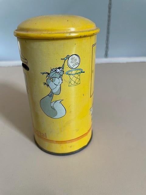 Vintage spaarpot brievenbus Spanje Correos Caja Postal blik, Verzamelen, Spaarpotten, Gebruikt, Overige thema's, Metaal of Blik