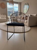 2x Eetkamerstoelen Riet/Stof fluweel Zwart, Ophalen, Twee, Zwart, Zo goed als nieuw