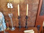 Antiek bronzen kandelaars / Paar / Stel / 30 centimeter hoog, Antiek en Kunst, Antiek | Kandelaars, Ophalen of Verzenden, Koper of Brons