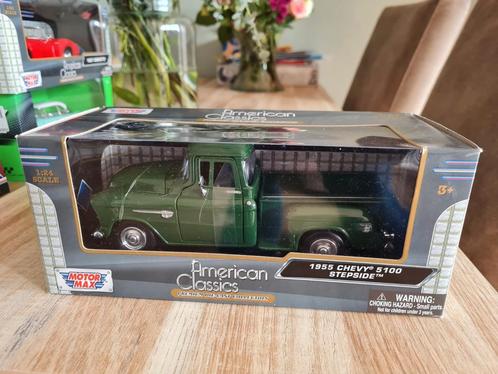 1955 Chevy 5100 Stepside groen 1:24 ( Motormax), Hobby en Vrije tijd, Modelauto's | 1:24, Nieuw, Auto, Motormax, Ophalen of Verzenden