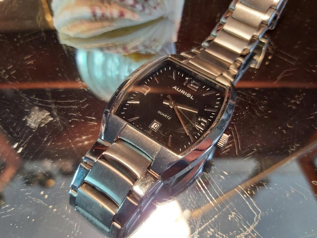 Horloge: Auriol 2-LD3332-6 rvs + datum, Sieraden, Tassen en Uiterlijk, Horloges | Heren, Overige merken, Staal, Staal, Polshorloge