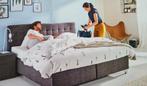 Antraciet 2 persoons boxspringbed, 160x200 z.g.a.n MioDormio, Huis en Inrichting, Slaapkamer | Boxsprings, Ophalen, Tweepersoons