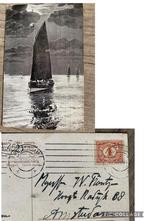 Oude ansichtkaart zeilboot Amsterdam 1923 postzegel 1 cent N, Ophalen of Verzenden