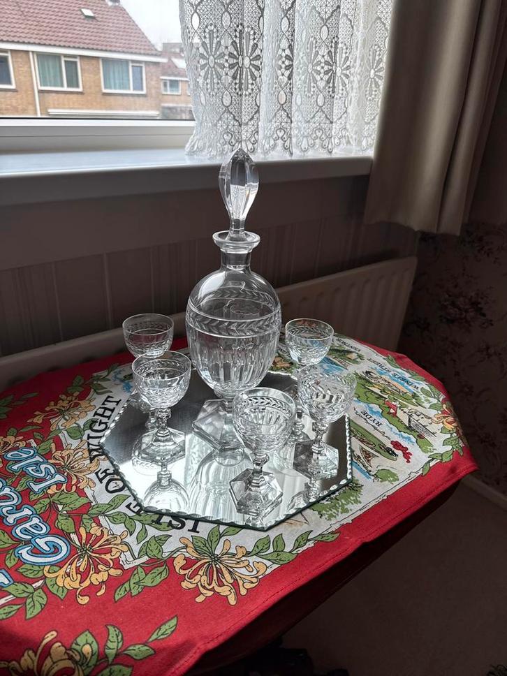 Kristallen karaf set met 6 glazen, Antiek en Kunst, Antiek | Glas en Kristal, Ophalen of Verzenden