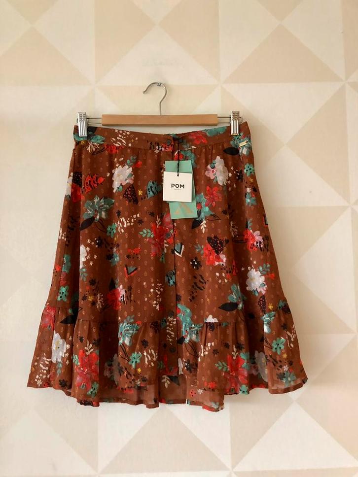 Pom Amsterdam rok bruin bloem XS/34 NIEUW, Kleding | Dames, Rokken, Nieuw, Maat 34 (XS) of kleiner, Bruin, Boven de knie, Ophalen of Verzenden