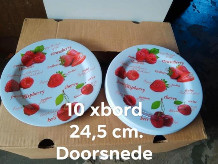 10x Nieuwe Kunststof Borden - Aardbei Design, Huis en Inrichting, Keuken | Servies, Nieuw, Bord(en), Overige stijlen, Overige materialen
