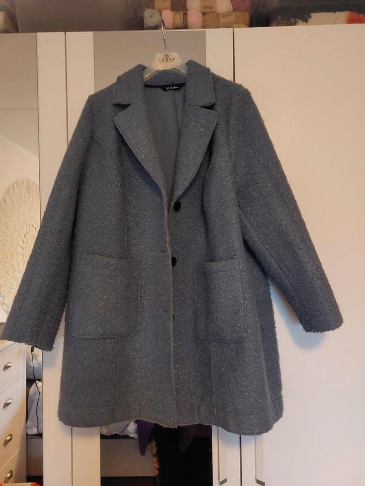 Ulla Popken wollen boucle winterjas maat 50/52, Kleding | Dames, Grote Maten, Zo goed als nieuw, Jas of Mantel, Blauw, Ophalen of Verzenden