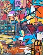 Schilderij abstract Hectic in vrolijk acryl op canvas, Ophalen of Verzenden