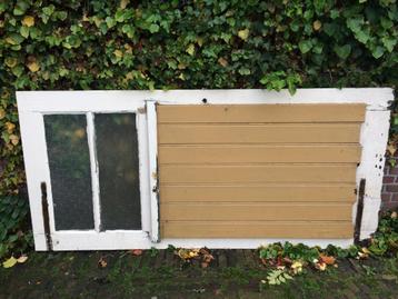 Robuust zware boeren deur met raampje jaren '30 schuurdeur beschikbaar voor biedingen