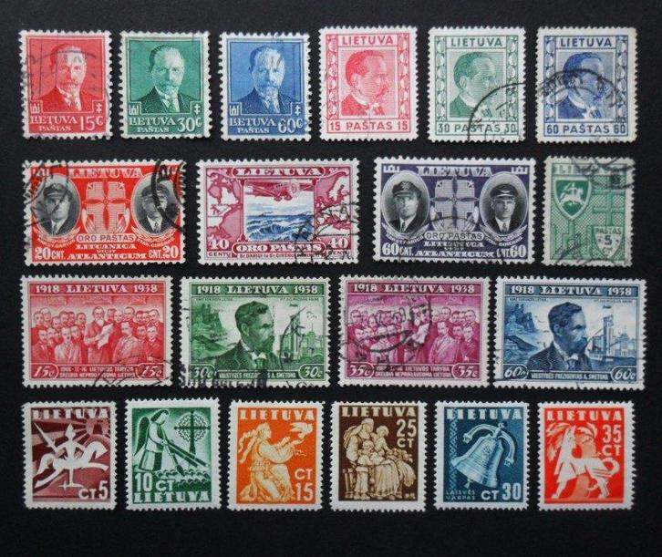 Litouwen : 5 series vooroorlogse zegels periode 1934-1940, Postzegels en Munten, Postzegels | Europa | Overig, Overige landen