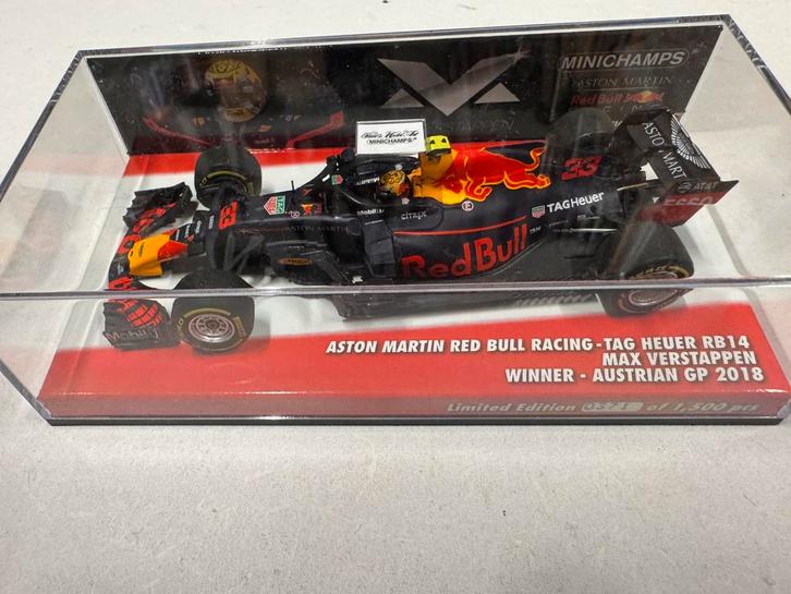 Max Verstappen RB14 1:43 Oostenrijk GP 2018 0371/1500, Hobby en Vrije tijd, Modelauto's | 1:43, Zo goed als nieuw, Auto, MiniChamps