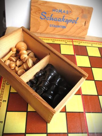 Schaakspel Homas Staunton~Houten Schaakstukken + Schaakbord beschikbaar voor biedingen