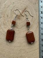 4+1 gratis! Oorbellen met goudzand edelstenen, 925z, Overige materialen, Verzenden, Nieuw, X