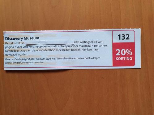 Discovery Museum 20% korting maximaal 4 personen, Tickets en Kaartjes, Musea, Drie personen of meer, Kortingskaart