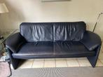 Blauwe leren bank 2,5 zits, Ophalen, Gebruikt, 150 tot 200 cm, Tweepersoons
