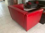 Loveseat, rood leer, Huis en Inrichting, Gebruikt, Minder dan 75 cm, Tweepersoons, Leer
