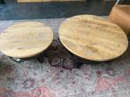 Houten salontafel set, Ophalen, Rond, 50 tot 100 cm, Zo goed als nieuw