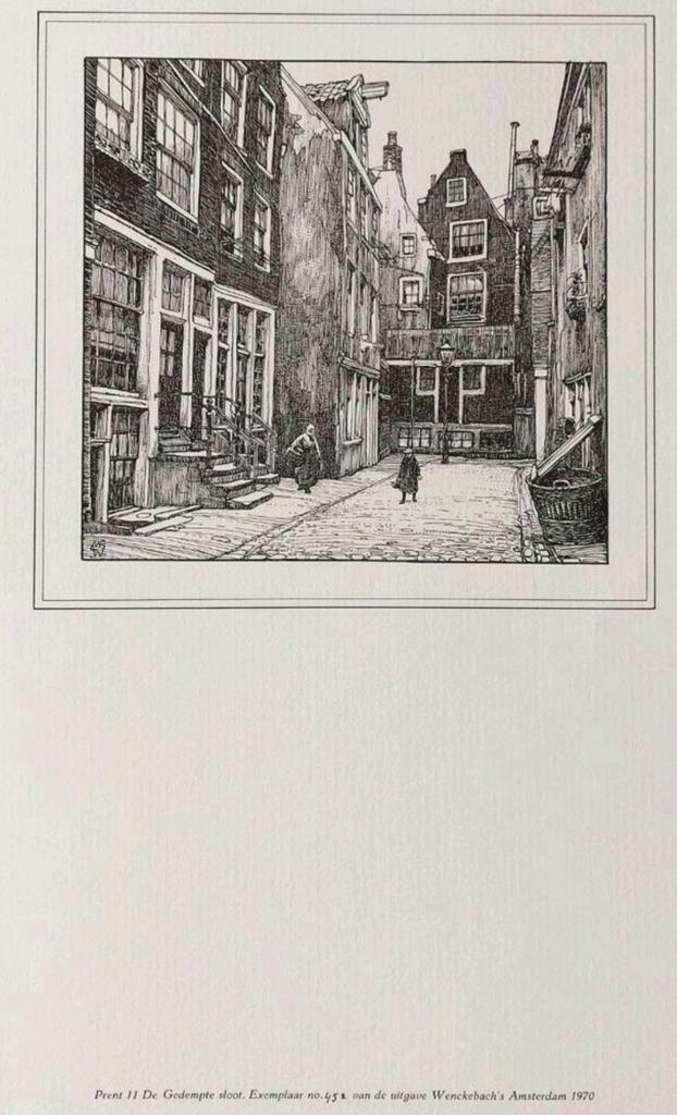 Prent De Gedempte Sloot, Wenckebach Amsterdam 1970, Antiek en Kunst, Kunst | Etsen en Gravures, Ophalen of Verzenden