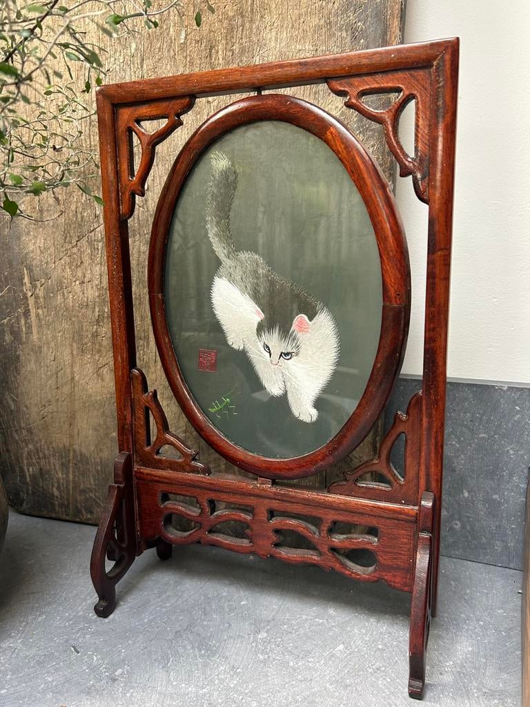 Chinese table divider Tafelscherm carousel poezen, Antiek en Kunst, Ophalen of Verzenden