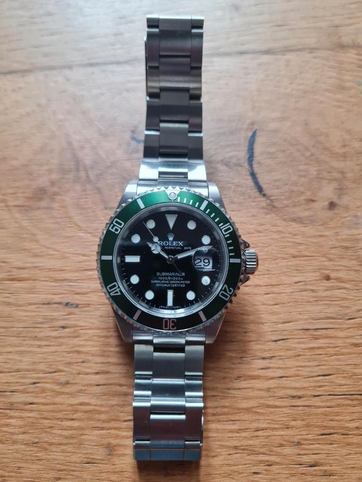Rolex Submariner 16610LV Kermit - 2007, Sieraden, Tassen en Uiterlijk, Horloges | Heren, Rolex, Staal, Ophalen of Verzenden