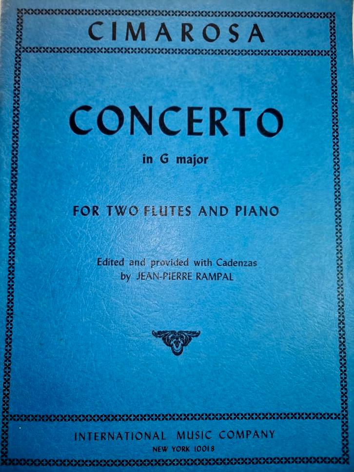 Cimarosa Fluit & Piano Concerto  in G. J-P. Rampal, Muziek en Instrumenten, Bladmuziek, Zo goed als nieuw, Artiest of Componist