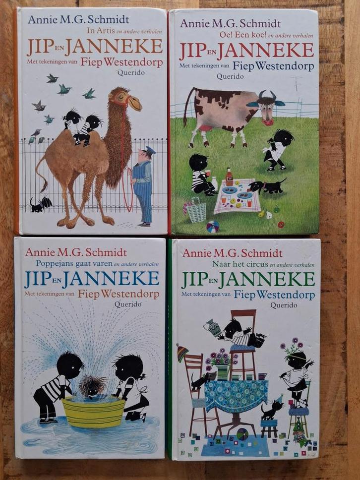 Annie M.G Schmidt  - Jip en Janneke  - vier boeken, Boeken, Kinderboeken | Kleuters, Gelezen, Ophalen of Verzenden