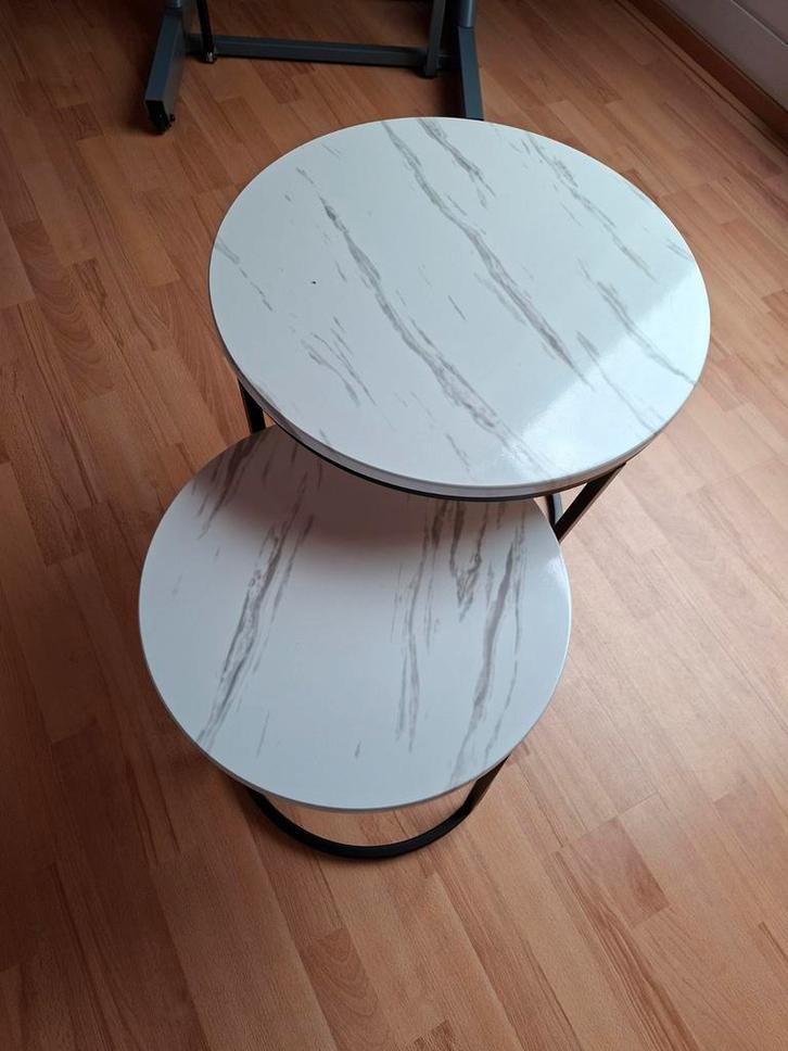 2 Salon bijzettafels - Nesting Tables, Huis en Inrichting, Tafels | Bijzettafels, Gebruikt, Rond, 45 tot 60 cm, Minder dan 55 cm