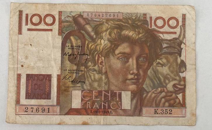Frankrijk 100 Francs 1949 gebruikte staat, Postzegels en Munten, Bankbiljetten | Europa | Niet-Eurobiljetten, Los biljet, Frankrijk