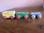 Vintage houten treintjes 3 wagons, Ophalen of Verzenden