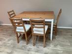 IKEA LERHAMN eetkamertafel hout met vier stoelen, Huis en Inrichting, Tafels | Eettafels, Ophalen, Gebruikt, 50 tot 100 cm, 150 tot 200 cm