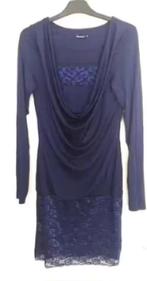 Nieuwe blauwe jurk met kant, Nieuw, Maat 36 (S), Boven de knie, Verzenden