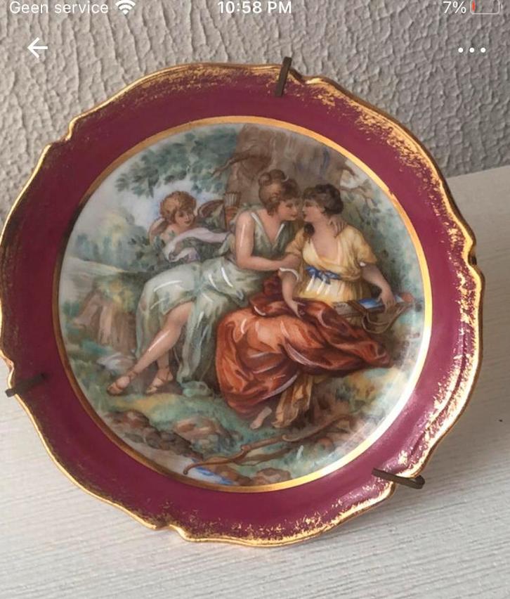 Limoges Antiek Wandbordje Porselein oud, Antiek en Kunst, Antiek | Porselein, Ophalen of Verzenden