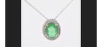 18 karaat wit gouden collier met 1.50 karaat smaragd, Ophalen of Verzenden, Zo goed als nieuw, Wit, Goud