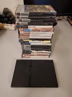 Playstation 2 slim met games, Spelcomputers en Games, Spelcomputers | Sony PlayStation 2, Zwart, Met 2 controllers, Ophalen of Verzenden