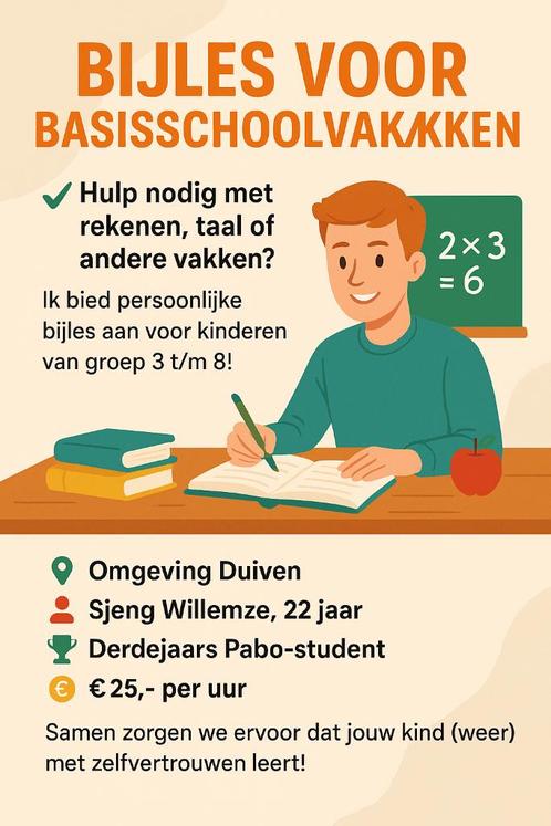 Bijles Duiven Basisschool, Vacatures, Vacatures | Thuiswerk, HBO, Vanaf 3 jaar, Freelance of Uitzendbasis, Tot en met 24 uur