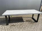 Betonciré tafel 240x100cm met zwart stalen U-poten, Ophalen, Stoer, 100 tot 150 cm, Vijf personen of meer