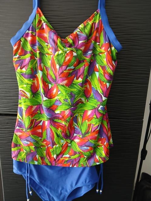 blauwe met bonte blaadjes takini, Kleding | Dames, Grote Maten, Zo goed als nieuw, Lingerie of Zwemkleding, Blauw, Ophalen of Verzenden