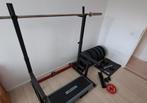 Squat rack, training bar, halterschijven, home gym, Sport en Fitness, Ophalen of Verzenden, Zo goed als nieuw