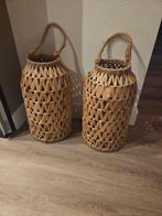 Windlichten van riet - set van 2, Huis en Inrichting, Woonaccessoires | Kandelaars en Kaarsen, Ophalen, Zo goed als nieuw, 50 tot 75 cm