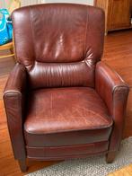 Bruin leren fauteuil, Ophalen, Zo goed als nieuw, 75 tot 100 cm