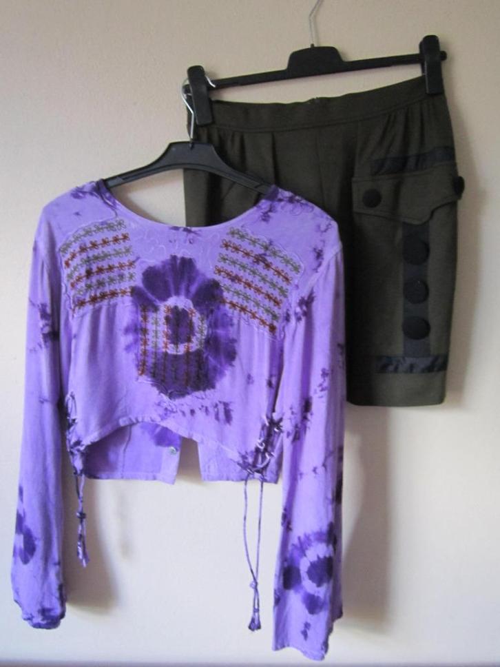 Cocktail blouse met Cora Kemperman rok maat M, Kleding | Dames, Blouses en Tunieken, Nieuw, Maat 38/40 (M), Paars, Verzenden