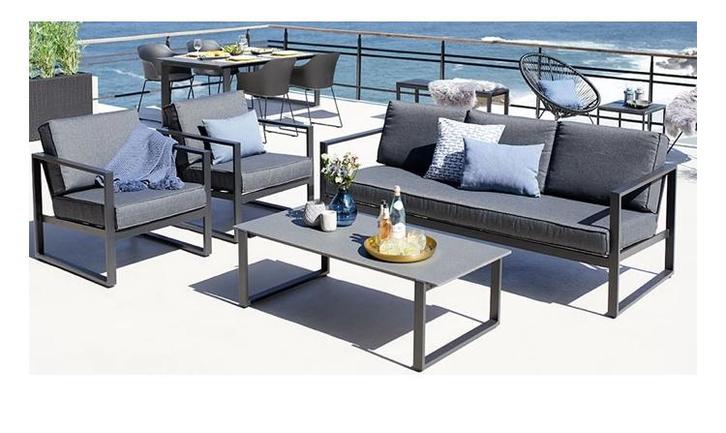 VONGE 5-persoons Loungeset, Tuin en Terras, Tuinsets en Loungesets, Nieuw, Loungeset, Kunststof, 5 zitplaatsen, Bank, Ophalen