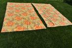 Lakens retro vintage oranje gele bloemen laken 2x, Gebruikt, Overige maten, Oranje, Ophalen of Verzenden