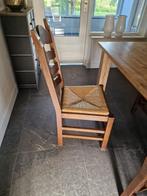 Rieten houten stoelen 4 stuks, Gebruikt, Bruin, Ophalen of Verzenden, Vier