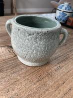 Olijfgroen Bloempotje - 14cm, Aardewerk of Porselein, Ophalen of Verzenden, Zo goed als nieuw, Minder dan 50 cm