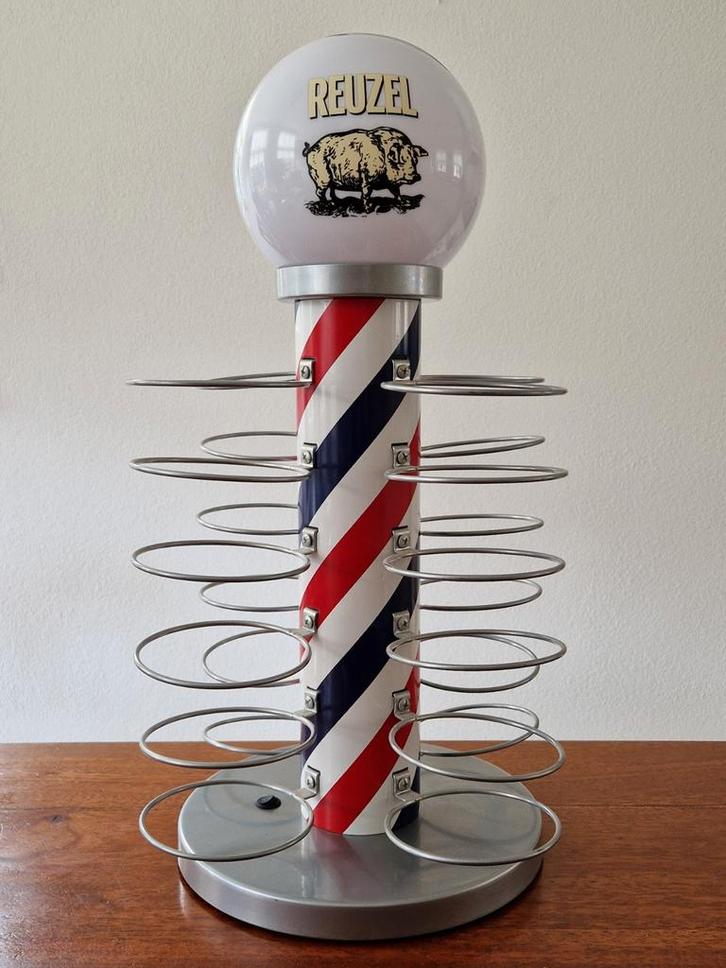 Reuzel barbiers / kappers display stand met verlichting., Antiek en Kunst, Curiosa en Brocante, Ophalen of Verzenden