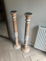 Kandelaar Stolp XL 2 stuks Hout wit kaarsenstandaard, Ophalen, Wit, Zo goed als nieuw, Minder dan 25 cm