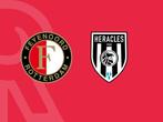 Feyenoord Heracles zondag 10-03 20:00, 4 tickets gele zijde, Tickets en Kaartjes, Sport | Voetbal, Maart, Drie personen of meer
