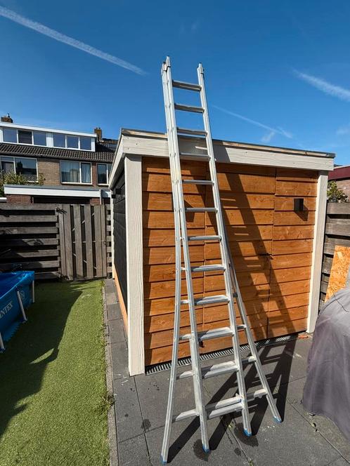 Solide ladder 2x 12 treden, Doe-het-zelf en Verbouw, Ladders en Trappen, 4 meter of meer, Ophalen