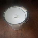 Vintage Emaille Emmer met Deksel - Wit, Ophalen of Verzenden, Gebruikt, Wit, Bak of Kom